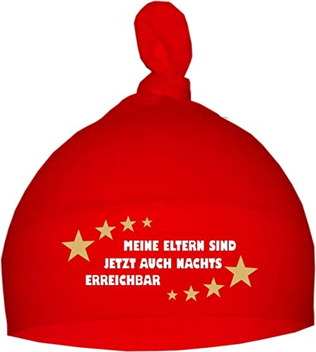 Baby 1-Zipfelmütze unifarben (rot (Gr. 2 (KU: 39-53)) Meine Eltern sind jetzt auch nachts …