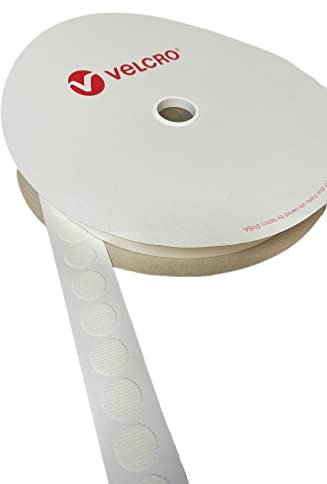 Velcro Brand White Stick On Coins Choice of Hook & Loop 13mm, Sticky Dots Double Sided Adhesive Pads, Pre-Cut Sticky Coins, Strong Adhesive Dots Double Sided - Fastener Solution (Hook Only, 10 Coins)