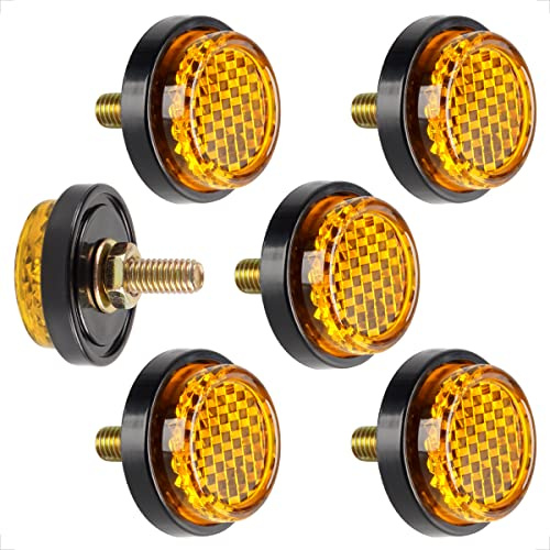 evermotor Reflectors 6 Pieces Universal M5 Motorcycle Bicycle Mini License Plate Reflector for Motorbike, yellow