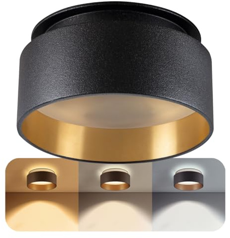 SSC-LUXon Sudara LED Deckenspot gold-schwarz dimmbar 6W 3 Lichtfarben | Dimmbarer Design-Deckenspot gold-schwarz mit Up-Down-Licht - warm / neutral / tageslicht, inkl. 6W LED-Modul, nur 30mm