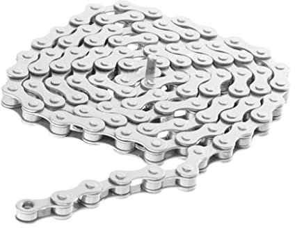 pistro Fahrradkette mit festem Gang, BMX, einzelne Stahlkette, 94 Glieder, 1/2 Zoll x 1/8 Zoll, Weiß