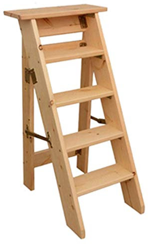 Collic Stiefhocker, Klapptreppe Stuhlsitze Holzleitertreppe 5-Layer Pedal Reitere Sicherheit Haushalt Küche Innenhöhe Höhe 100 Cm, Stiefhocker Mit H