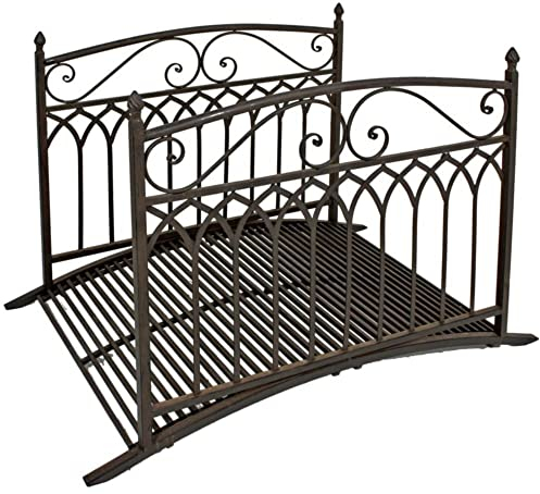 VARILANDO Gartenbrücke, Metallbrücke, Dekobrücke, Gartendekoration, Metalldekoration, Stahl in Rost-Optik (Modell 1)
