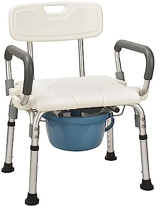 Ddasam Toilettenstuhl footrest shower Duschstuhl Toilettenstuhl Höhenverstellbarer Toilettenstuhl Nachttischstuhl Dusche Rutschfest mit Toiletteneimer für Behinderte, ältere Menschen