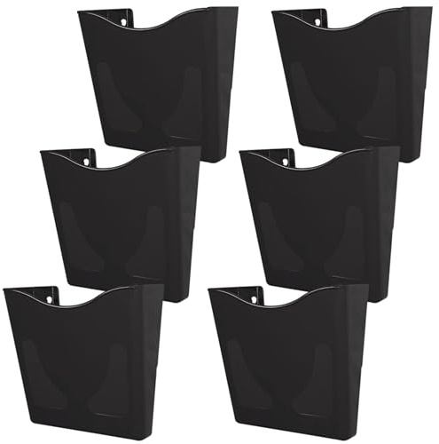 Deflecto Lot de 6 porte-documents muraux A4 en graphite portrait – Porte-affiche A4 – Porte-dépliants A4 – Porte-lettres mural – Présentoir de dépliants – Porte-affiches A4 – Supports de menu A4