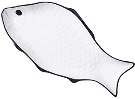 HAKIDZEL Ceramic Fish Steaming Plate Creative Fish Holder for Home and Restaurant Smooth Surface Easy to Store Serving Plate Ceramic