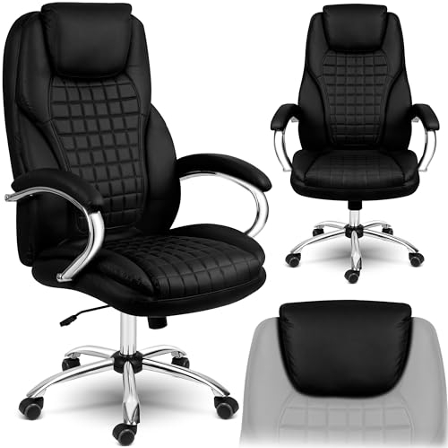 Sofotel Büro-Drehstuhl - Premium Bürodrehstuhl, Ergonomisch mit Gummirädern - Bequemer Gaming Stuhl - Weiche, Bequeme Kopfstütze - Geformter Sitz - 64 x 74 x 121 cm - Schwarz