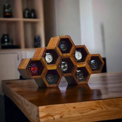 Royal Craft Expertise Handgefertigte Uhrenbox aus Holz für Damen und Herren – Vintage-Wabenvitrine aus indischem Palisander | inklusive Samtkissen – luxuriöses Geschenk für Ihn – gebaut für die
