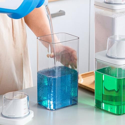 Getdoublerich Waschmittelspender mit Messbecher, Waschpulverbehälter, Seife, Waschmittel, Aufbewahrungsbox, Deckel, langlebiger Waschmittelspender (1100 ml), CEE360HU7R7SF8H0JSWTT62