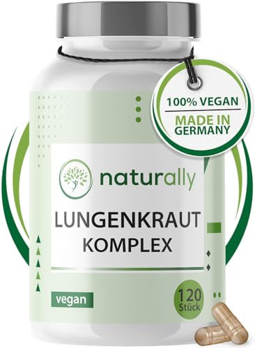 naturally Lungenkraut Kapseln [120 Stück] – Lungenkraut Komplex mit Eukalyptus, Thymian, Ingwer, Malve, Vitamin B2 – vegan