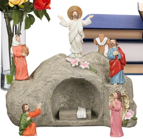 Jubepk Die Himmelfahrt Jesu Christi | Jesus Christus Statue | Christi Himmelfahrt Harzfiguren | Sechsteiliges Jesus-Figuren-Set, Jesus-Heimdekorationsfigur, Jesus-Ornament Für Heimdekorationen