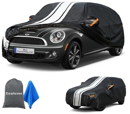 Cowtcver Car Cover Waterproof Breathable Allweather, Outdoor Cover Custom Fit Mini Cooper/One Convertible 2004-2025, 10 Layers Full Car Cover Snow Sun Rain UV Dust All Weather Protection With Zip.