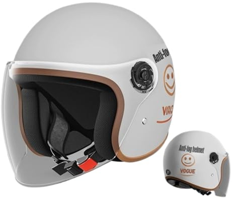 Casco de moto con visera, estilo retro vintage, casco de moto para niños, jóvenes, hombres, mujeres, casco abierto, medio casco, casco de moto homologado ECE G,55-60CM