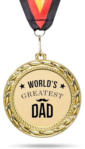 andSmile Medaille mit Gravur - World´s Greatest Dad - Orden aus hochwertigem Metall - Vatertagsgeschenk, Geburtstagsgeschenk für Väter - Bester Papa Geschenke zum Geburtstag & Weihnachten