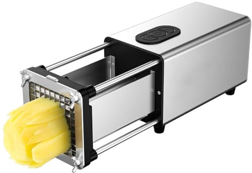 GAYAYAS Electric French Fry Cutter, French fry Cutter Stainless Steel with 1/2 & 3/8 Inch Blade, Electric vegetable chopper, Use for Potato, Carrot,Silver