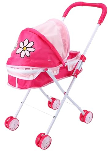 Poupée poussette mignon motif de poupée poupée poussette pliable landau de poupée push avec poignée pushable lavable baby poupée Pram pour filles, joueur de prétendent, poussette de poupée, poussette