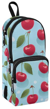 Estuche para lápices de hojas de cerezo rojo, bolsa de gran capacidad con compartimento para estudiantes, bolsa de escuela, organizador de papelería, estuche para rotuladores, para escuela, oficina,