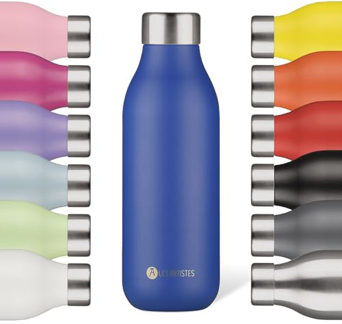 LES ARTISTES Paris A-2385 Bottle'Up 2.0, 500 ml, Gourde isotherme sans BPA, Réutilisable, Garde au chaud 12h et au froid 24h, Légère, Acier Inoxydable, Design Stone