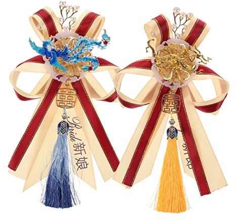 VALICLUD 1paar Kreative Hochzeitsbroschen Im Chinesischen Stil Für Braut Und Bräutigam Einzigartiges Für Ihre Hochzeitsfeier Langlebiges Material Für Asiatische Hochzeiten