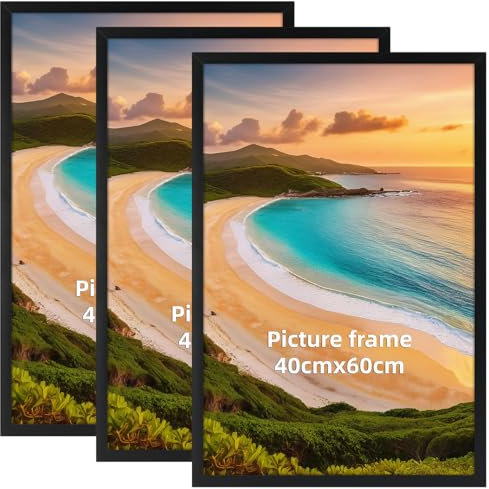 Hoikwo Cornice 40x60, Portafoto Nero in Alluminio,Cornice Foto da Parete, Set di 3
