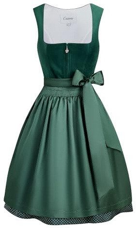 CEIVONE Dirndl pour femme, en velours vert midi, costume traditionnel, robe traditionnelle Dirndl, fête de la bière, bleu, 44