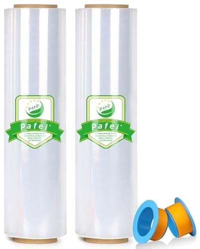 PAFEI Rotolo di pellicola termoretraibile platic stretch/termoretraibile da 45,7 cm x 1500 m, calibro 80 per traslochi, resistente, 800% elasticizzato per pallet, imballaggio, spedizione e protezione