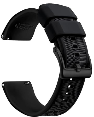 Artthurse Silicone Watch Bands Quick Release 20mm, 22mm for Men and Women Replacement Rubber Watch Bands Soft Breathable Waterproof Sport Watchbands Straps (Black & Black, 22mm)