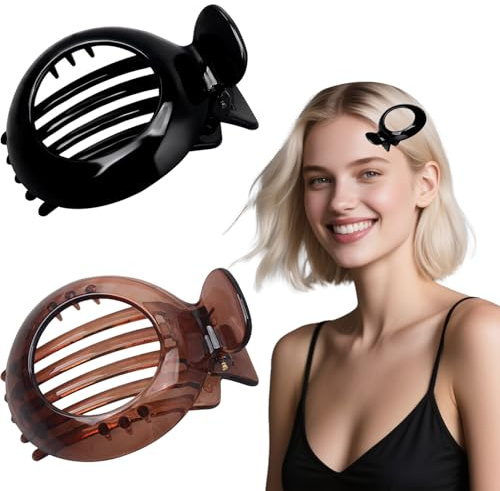 Flomiara Lot de 2 pinces à cheveux plates, petites pinces à cheveux pour cheveux épais, fins et fins, pour femmes et filles, antidérapantes, solides, accessoires pour cheveux quotidiens, noir, marron