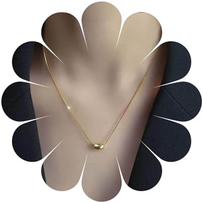 Enautoabs Minimalista De Oro Pulido Frijol Collar Colgante De Metal Chapado Frijol Gargantilla Collares Ajustable Punto Cadena Collar De Joyería Para Las Mujeres