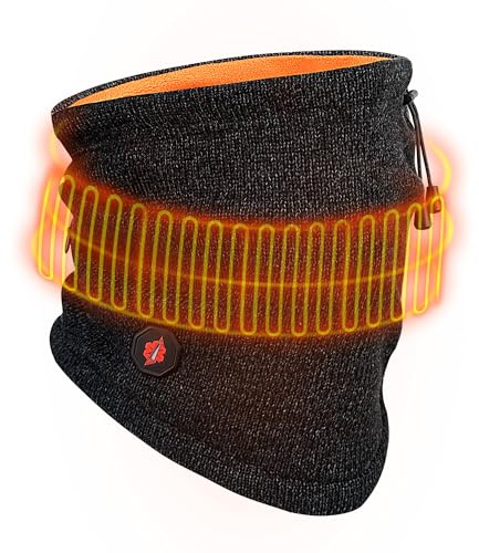 Dr.warm Beheizbarer Schlauchschal, Gestrickter Beheizter Loop Schal, Elastiche Halswärmer Multifunktionstuch mit 3 Temperatureinstellungen für Radfahren Motorrad Skifahren Laufen