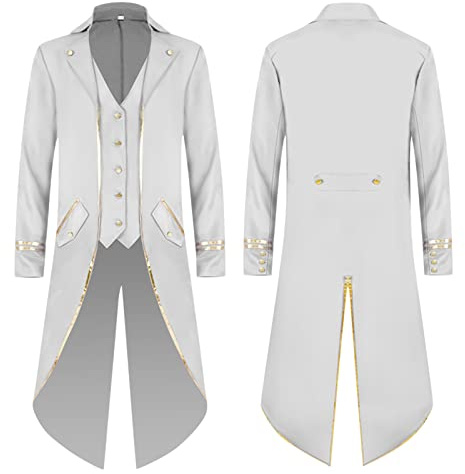 Traje medieval hombre cola de pie - chaqueta victoriana cuello alto manga larga casual vintage Steampunk gótico elegante delgado patio Cosplay blusas para Halloween Carnaval