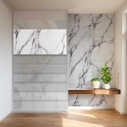 HEXIM Marmorplatten Optik 4er-Set 122×70cm SPC Kunststoff Innen & Außenbereich Granit Steinoptik - Duschrückwand Küchenrückwand Dekorative Wohnzimmerwand (3,42 m² 2003) A-Serie