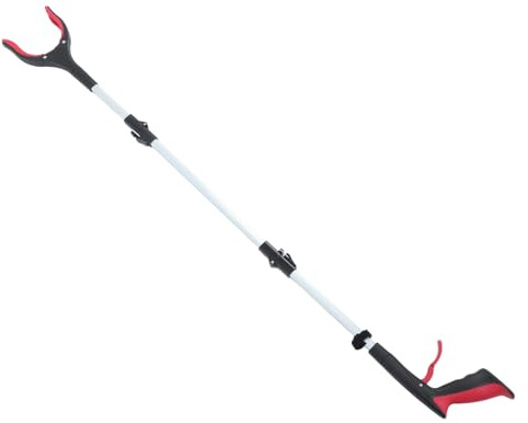 COLLBATH Pinza Plegable Para Recoger Basura 3 Pliegues Pinza Larga De Aluminio Roja Herramienta Ergonómica Para Alcance En Interiores y Exteriores Asistencia Para Ancianos
