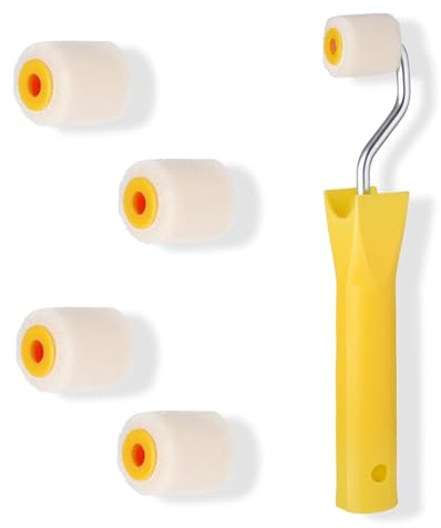 Targonix Mini Paint Roller Set, 2 Inch Wool Rollers with 4 Replacement Sleeves, Small Rollers for Painting Walls Corners and Trim, Short Pile Roller Paint Brush Tool