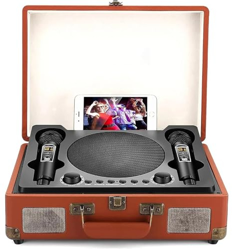 Máquina de karaoke inalámbrica Bluetooth con 2 micrófonos para el hogar, KTV y entretenimiento de fiesta