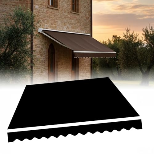 2.0m 2.5m Telo per Tende da Sole Manuale 3.0m 3.6m 4m 5m, Tessuto di Ricambio per Tende da Sole da Giardino Esterno, Tettoia di Ricambio Retrattile per Balcone(Nero,250x200cm)