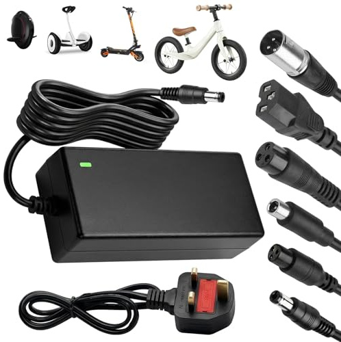 42V 2A Electric Scooter Charger with 6 Connectors for Hoverboard UK 3 Pin | 36V Universal Lithium Batterie Charger, e Scooter Chargers for Balance Mobility Scooter, LED Indicator, ABS+PC Housing, CE