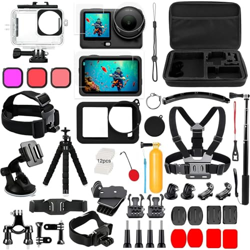 Accesorios para DJI Osmo Action 5 Pro/4/3, Saprdii carcasa impermeable, protector de pantalla, filtros, accesorios para buceo, soporte para bicicleta, palo selfie, soportes para pecho/cabeza/manillar