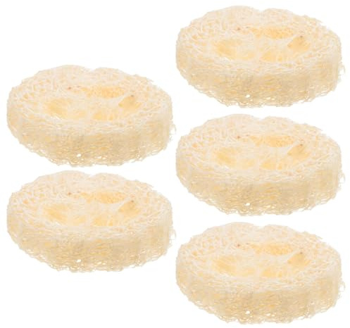 CALLARON Estropajo de Lufa Natural 5 Piezas Base de Jabón Beige, Esponjas de Baño de Plástico, Fuerte Absorción de Agua para Limpieza en Baño y Fabricación de Jabón