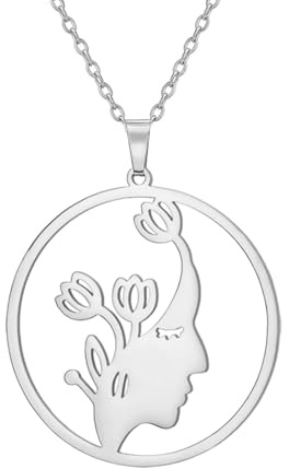 OAUWKEIY Women's hollowed-out profile pendant unisex jewellery pendant necklaces for men women