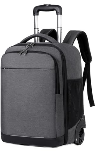 Laptop Trolley Rucksack Business Rolling 15,6 Zoll Laptop Rucksack mit Rädern Handgepäck Groß Rucksack Laptoptasche Rollkoffer für Herren Damen Wasserdichte Aktenkoffer für Reisen/Männer (Grau)