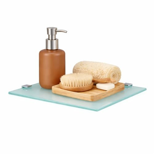 Euro Tische Glas Eckregal 35 x 35 cm, Wandregal für Badezimmer, Duschregal Bad, Glas Badregal mit 6mm ESG Sicherheitsglas, Verschiedene Größen (Weiß)
