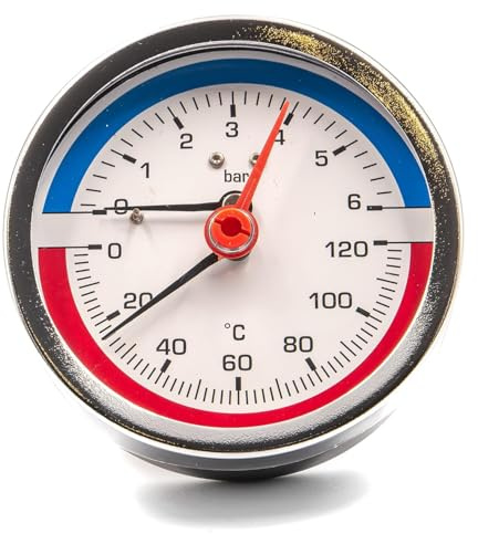 KNM Trade Thermomanometer Ø80mm 6 Bar, Kunststoff Gehäuse, Axial