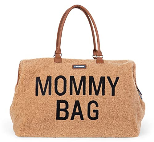 CHILDHOME, mammaväska, skötväska, moderskap, resväska, stor kapacitet, skötmatta, justerbar axelrem, fack, isolerad ficka, resväska, Teddy beige