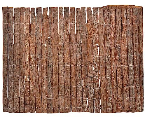 vidaXL Rindenzaun Rasenkante Rollboarder Beeteinfassung Beetumrandung Palisade Sichtschutz Windschutz Zaun Gartenzaun Sichtschutzmatte 1000x70cm