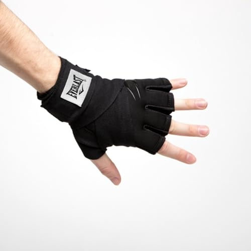 Everlast Vendas de Mano Evergel Fastwraps (L), Negras para Guantes de Boxeo, Tejido Resistente al Sudor, 102cm, Mezcla de Nailon/Poliéster - Equipo Auténtico