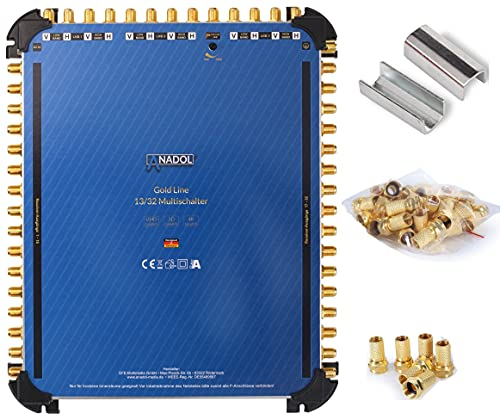 Anadol Gold Line 13 32 Commutateur multiple pour 3 satellites & 32 récepteur récepteur TV Commutateur satellite économique Numérique HD 4K UHD alimentation externe + aide au tournage + 45 fiches F