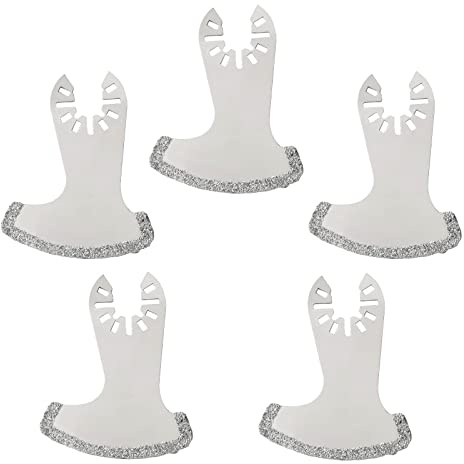 Ettonsun 5 Pcs Diamond Oscillating Tool Blades, Segment Swing Multitool Mortar Cutting Saw Blades for Grit Grout Removal & Soft Tile Cut