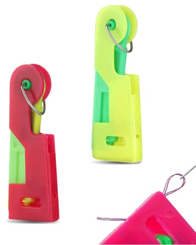 2 Piezas Enhebrador de Aguja, Enhebradores de Agujas de Plástico, Enhebrador Enhebrador de Máquina de Coser, Enhebrador de Agujas para Coser y Manualidades(Color Aleatorio)