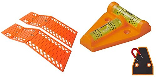 ProPlus 360835 Anfahrhilfe faltbar Set mit 2 Stück & 341215 Magnetische Wasserwaage für Wohnwagen, Wohnmobil und Caravan